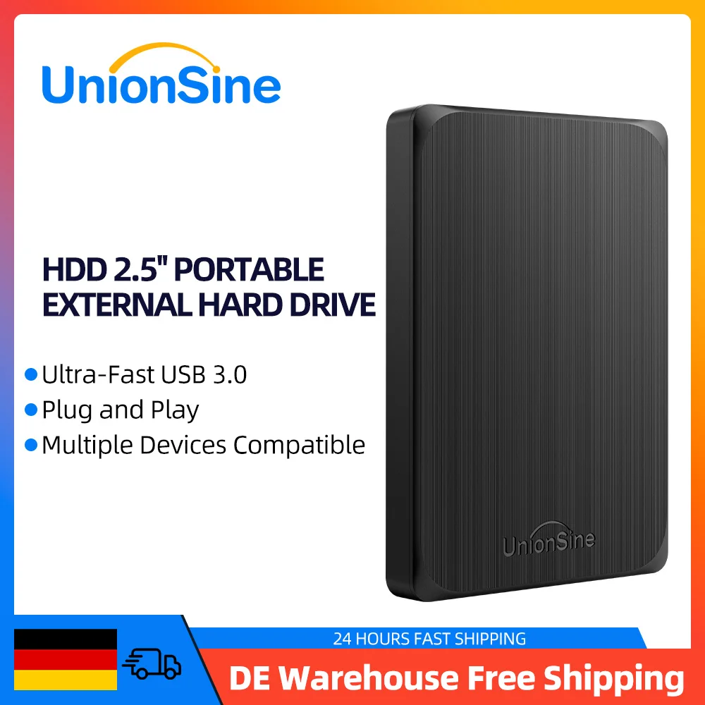 UnionSine HDD 2.5 "disque dur externe Portable 1 to 500 go USB3.0 stockage Compatible pour PC, Mac, ordinateur de bureau, MacBook, TV