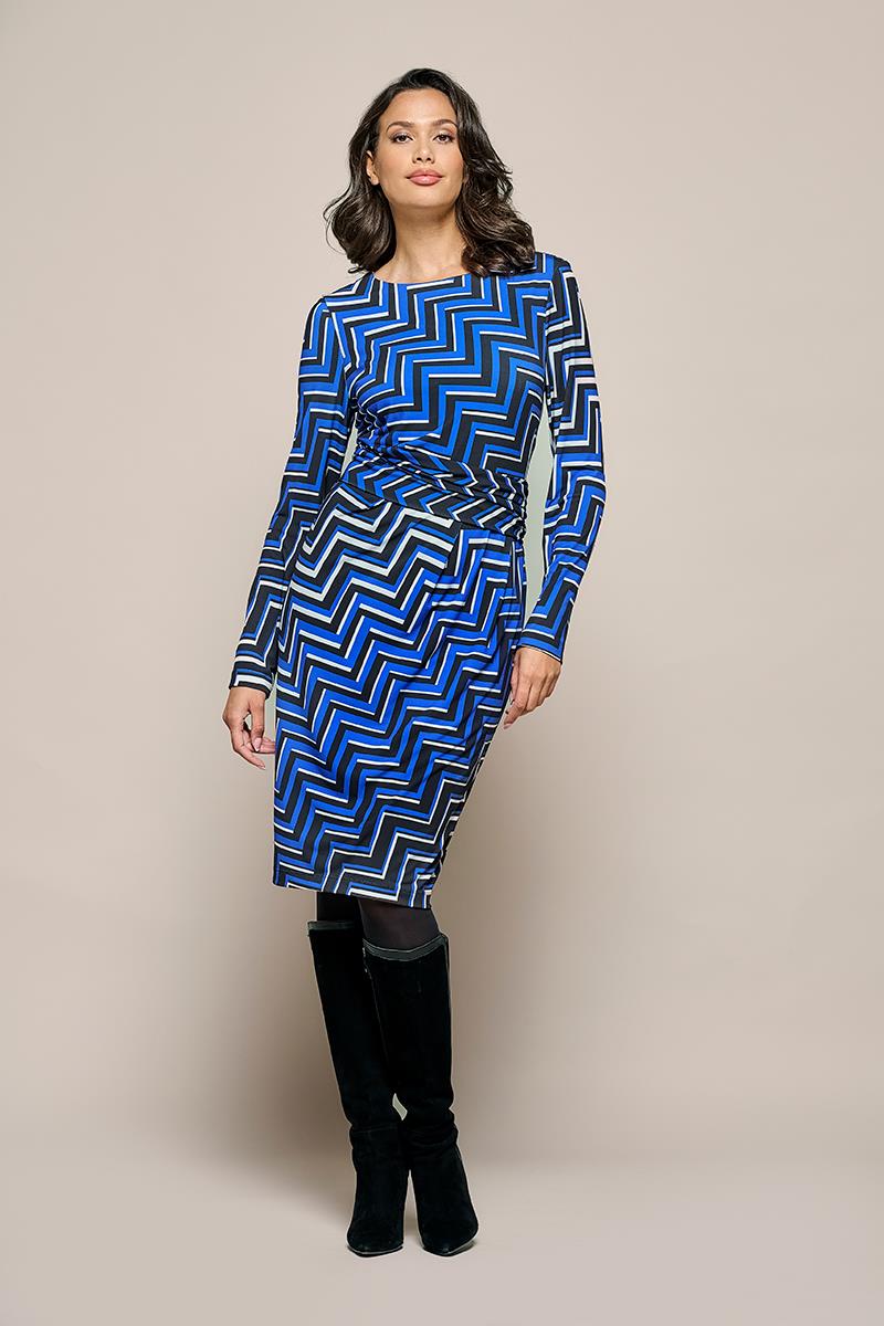 Kleid mit Eloise-Print Kobalt / Schwarz