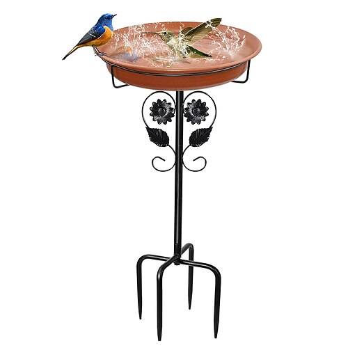 freistehende Vogeltränkeschale für den Außenbereich, freistehende Vogeltränkeschale für den Garten mit Metallpfahl, abnehmbare dekorative Spa-Vogelfutterstelle für Garten, Terrasse, Hof, Rasen