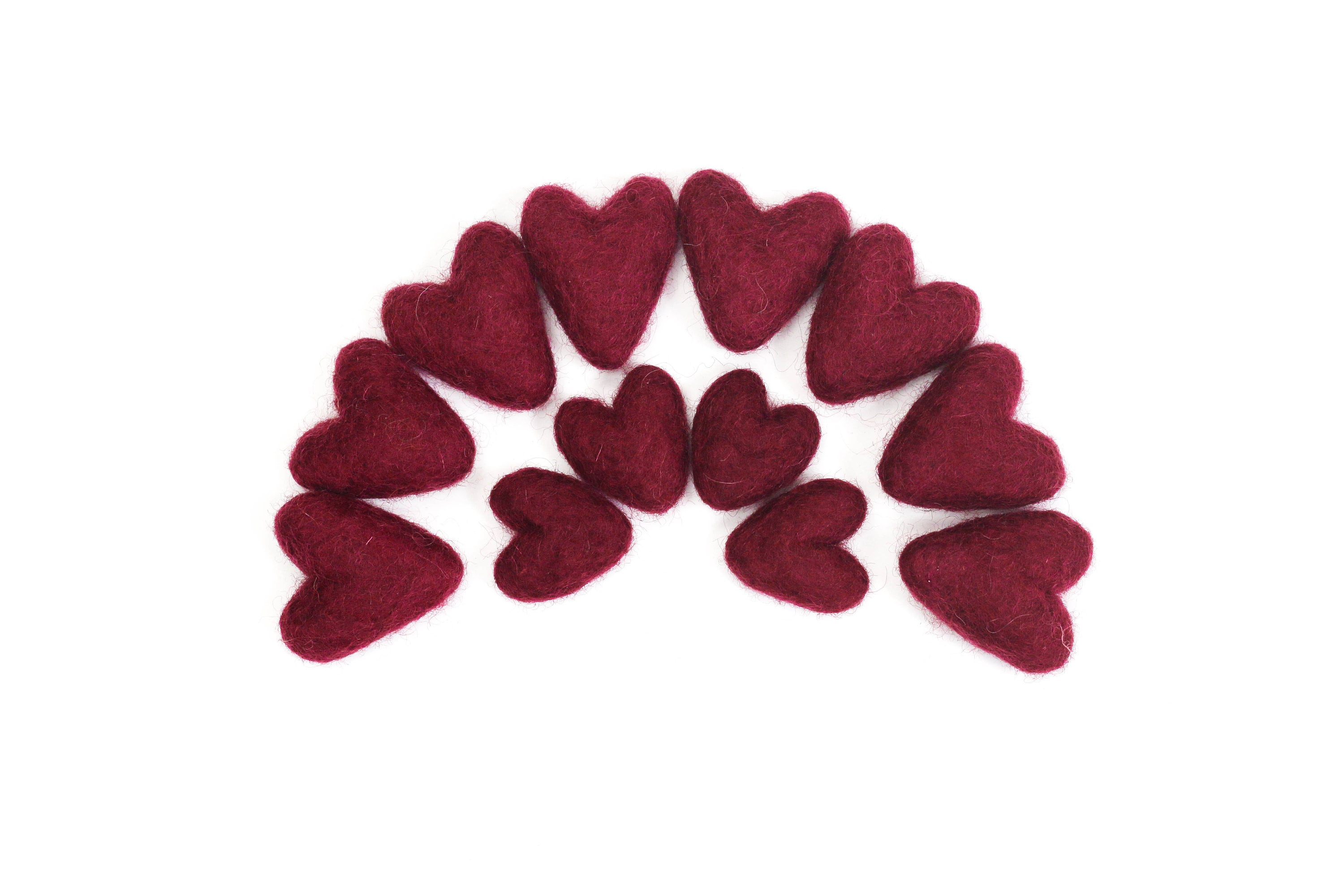 Cuori in feltro Sangria / Mini cuori / Mini ghirlanda di cuori / Cuori di San Valentino / Regalo di San Valentino / Decorazioni di San Valentino / Rie