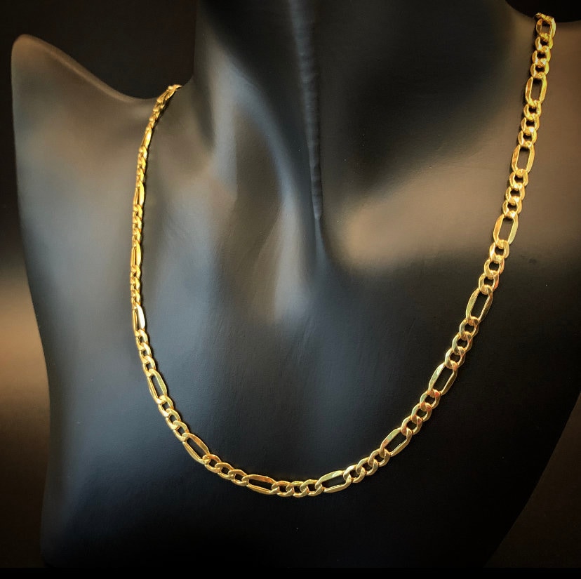Collana con catena Figaro in oro 10K, maglia Figaro da 4,8 mm, catena Figaro in oro, catena Figaro da uomo, catena Figaro da donna