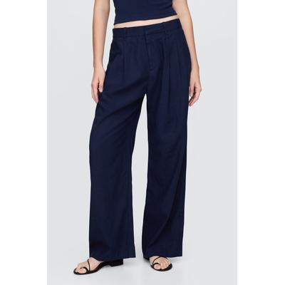 Gap Womens Blue Wide Leg Heavyweight Linen-Blend Trousers - Blue