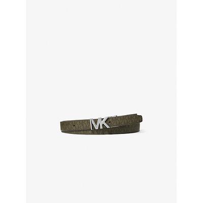 Michael Kors Reversible Signature Logo and Leather Belt Green One Size