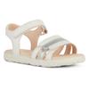 Sandale GEOX "J SANDAL HAITI GIRL", Kinder, Gr. 28, silber (weiß, silberfarben), Synthetik, festlich, Schuhe, Glitzersandale, Klettschuh im Metallic Look