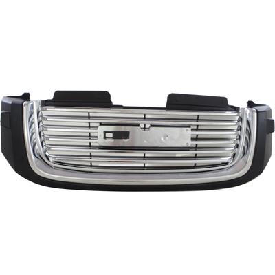 Replacement Grille Assembly Plastic Painted Black Shell with Chrome Insert Grille, 1-year unlimited-mileage warranty REPG070102