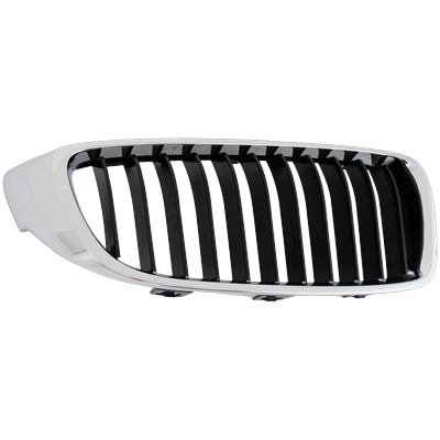 Replacement Grille Assembly ABS Plastic Chrome Shell w/ Textured Black Insert Grille, Passenger Side, RB07010021