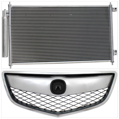 Replacement Grille Assembly Plastic Chrome Shell with Painted Black Insert Grille, 1-year unlimited-mileage warranty KIT-111423-16