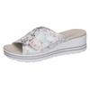 Keilpantolette WALDLÄUFER "H-MICHELLE", Damen, Gr. 7,5 (41), hellgrau multi, Nubukleder, metallic, feminin, Schuhe, Sommerschuh, Bequemschuh mit Klettverschluss. H-Weite