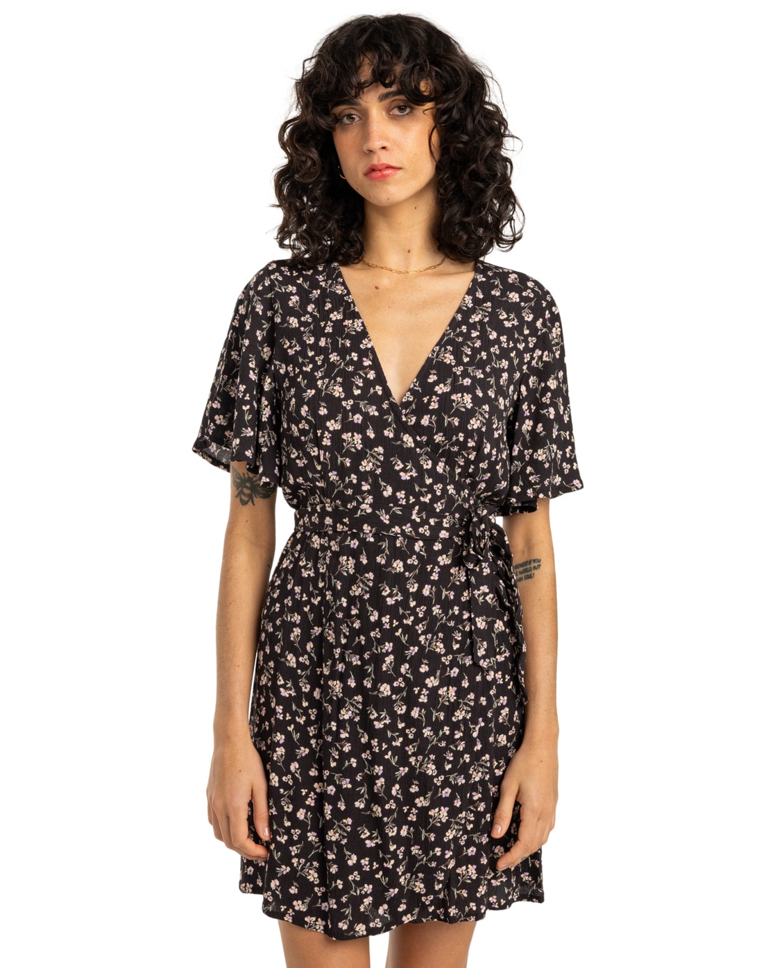 Minikleid BILLABONG "All For You", Damen, Gr. XS, US-Größen, schwarz (schwarz sands), Obermaterial: 100% Viskose;, Kleider Minikleid