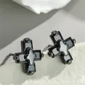 Herren schwarz lila rot Stein kleine Kreuz Ohr stecker für Frauen Gold Silber Farbe weiß Zirkon Ohr stecker Unisex Party Schmuck cz