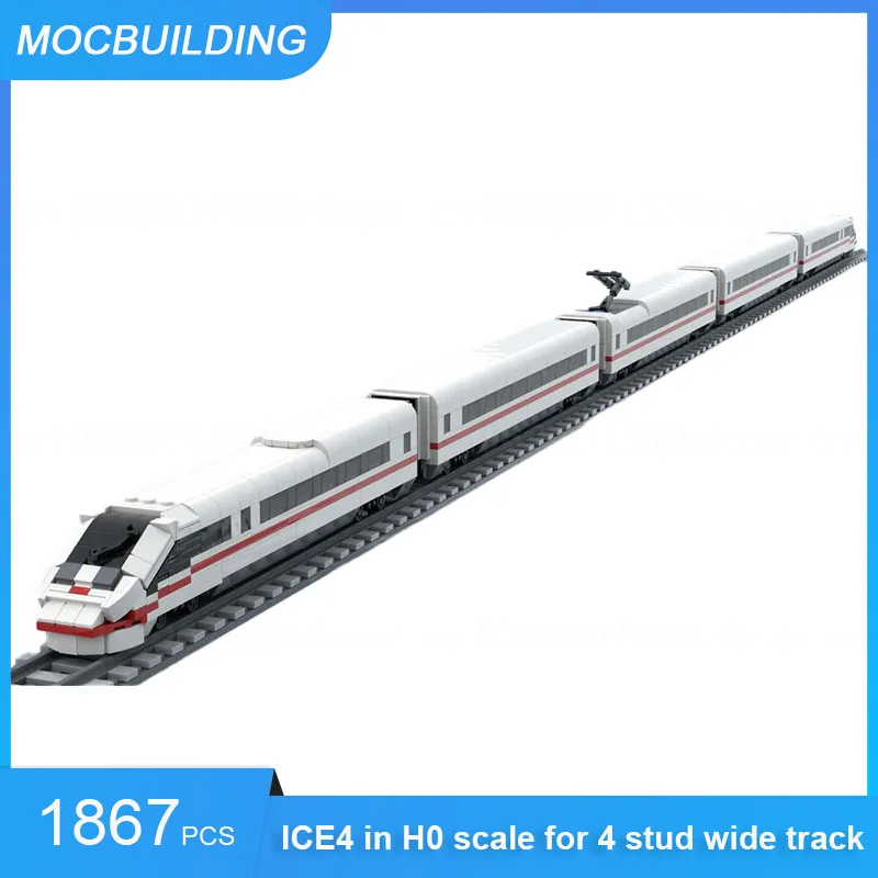 MOC Bausteine ICE4 in H0 Skala für 4 Stud Wide Track High Speed Intercity Express Zug Montieren Ziegel Spielzeug Geschenke 1867PCS Image