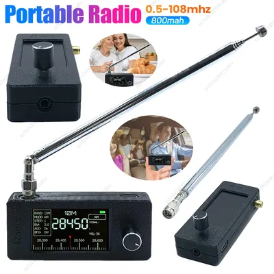 SI4732 0,5-108 MHz tragbares Radio LSB USB AM FM Pocket Mini Radio mit Teleskopantenne FM/AM Radio HF SW MW VHF Radio