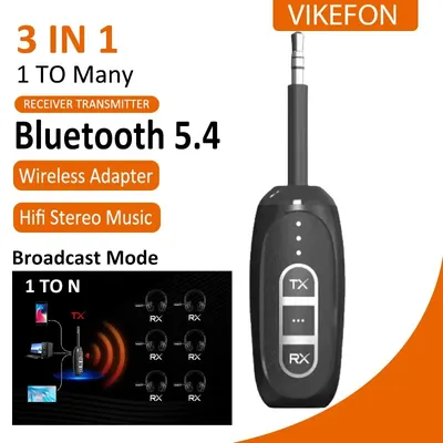 3-in-1 Bluetooth 5.4 Sender und Empfänger 3,5 mm Hifi Stereo Musik Wireless Audio Adapter für TV Car Image