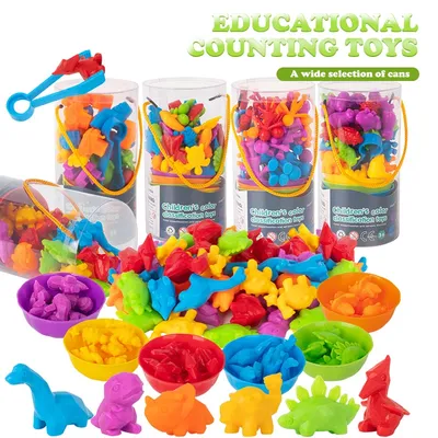 Kinder Regenbogen Zählen Sortierbecher Sortieren Weiche Gummi Zählen Spielzeug Frühe Bildung Puzzle Image