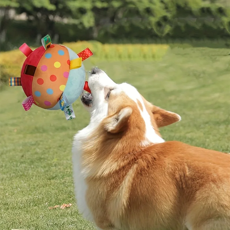 Plüsch Hund Vocaal Spielzeug Ball Lustige Interaktive Haustier Spielzeug mit Glocken Reinigung Zahn Kauen Spielzeug Für Kleine Große Hunde Katzen Welpen Spielzeug Image