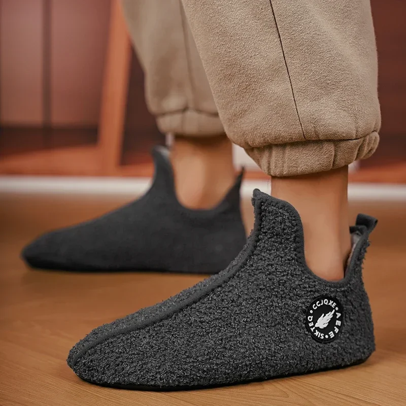 YRZL Winter Slippers Men Couple Slippers Non-slip Warm Women and Men Slipper Indoor Soft Shoes Comfortable Flat Home Cotton Shoe