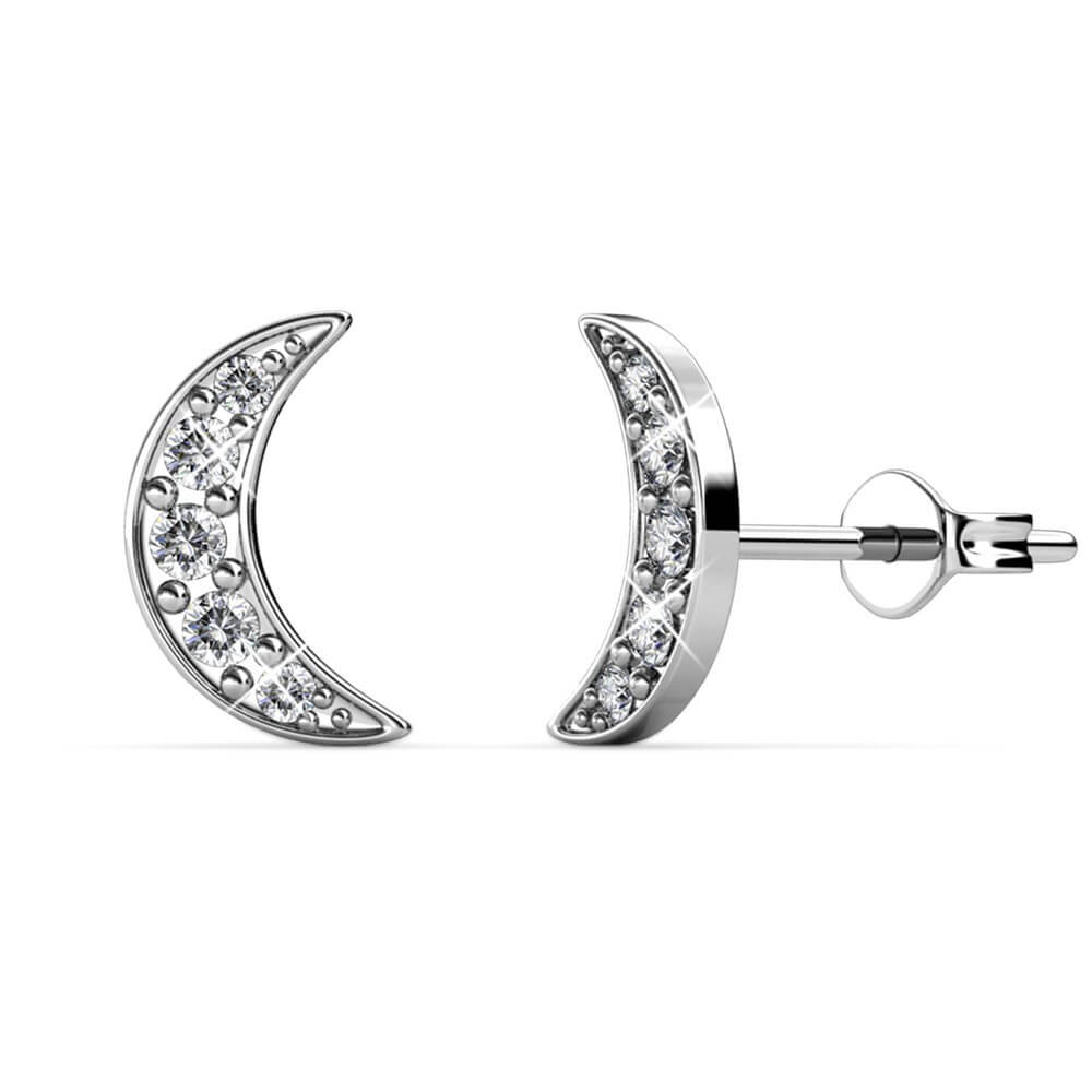 Halbmond-Ohrringe - Silber und Kristall Image