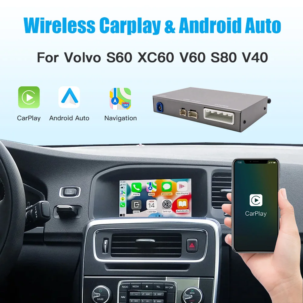 Drahtlose CarPlay Android Auto interface Decoder Box Für Volvo xc60 s60l v60 v40 s60 S80 Multimedia Zubehör Unterstützung Airplay Image
