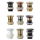 HOBassin-Bouchon de Vidange Pop Up pour Évier, Accessoires en Laiton, Noir Mat/Chrome/Or Rose/Or Brossé