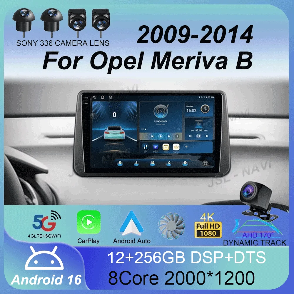 Autoradio Android 16 Carplay per Opel Meriva B 2009 - 2014 Navigazione Multimediale Stereo GPS Monitor Schermo TV Lettore Video Auto