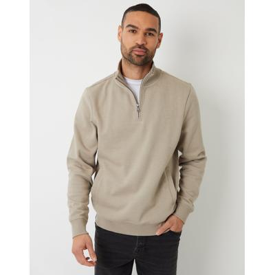 Threadbare Men's Oatmeal Marl Quarter Zip Sweatshirt