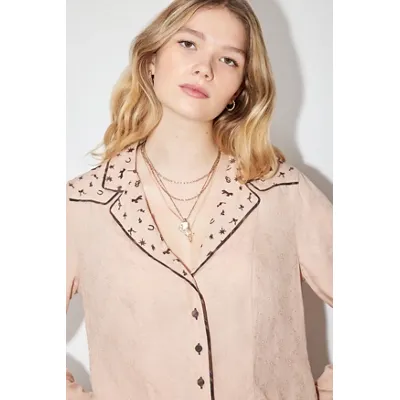 Urban Outfitters x TuftLuck TuftLuck UO Exclusive Embroidered Shirt - Pink XS