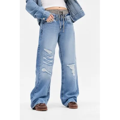 BDG Kayla Lowrider Rip Boxer Jeans - Light blue 28W 32L at Urban Outfitters