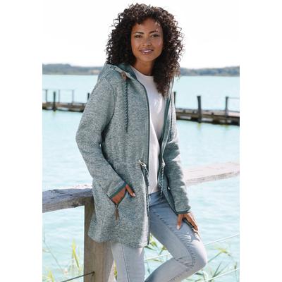 Fleecejacke LASCANA, Damen, Gr. 48/50, blau (petrol), Fleece, Obermaterial: 100% Polyester, unifarben, Jacken, mit Kapuz