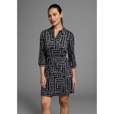 Polokleid LAURA SCOTT, Damen, Gr. 44, N-Gr, blau (navy, gemustert), Jersey, Obermaterial: 95% Viskose, 5% Elasthan, gemustert, bedruckt, casual, sehr figurbetont mini, Kurzarm, Kleider, mit Grafik-Print - NEUE KOLLEKTION