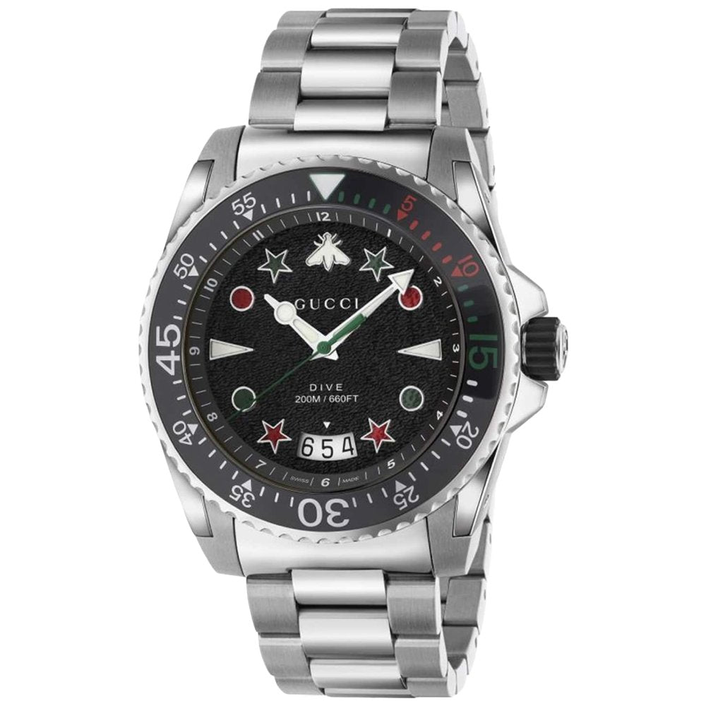 Gucci YA136221 Dive Mens Watch - Silver Stainless Steel - One Size | Gucci Sale | Discount Designer Brands