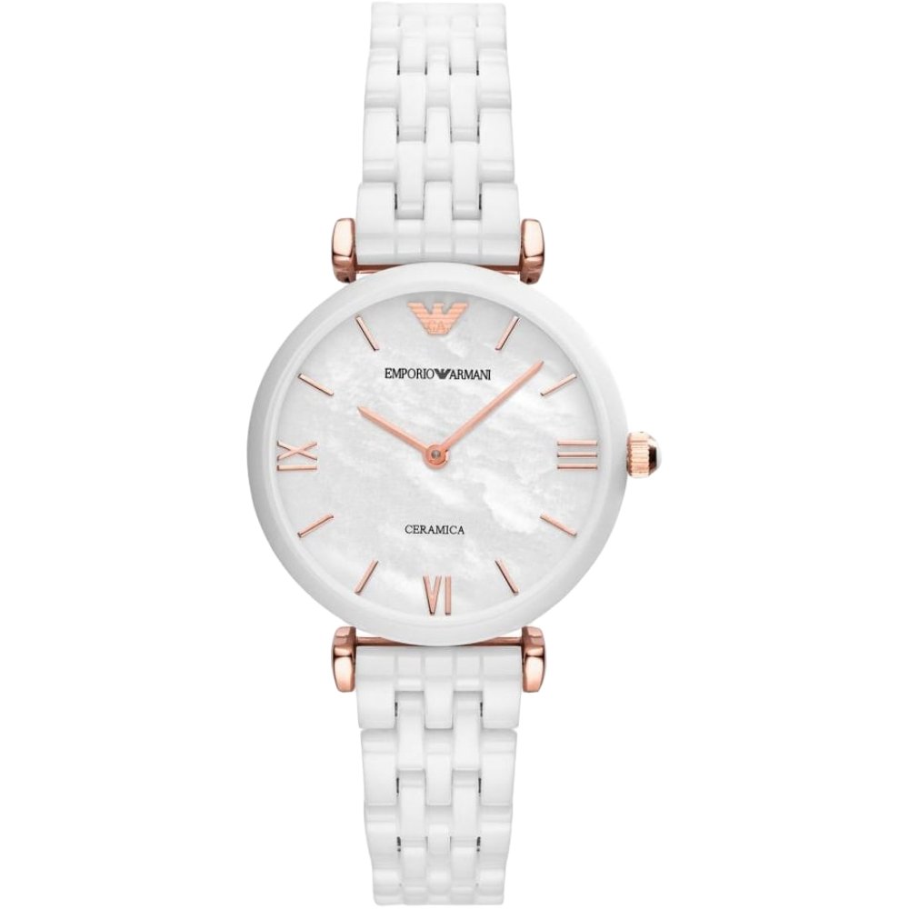 Emporio Armani Womens AR1486 Ceramic Ladies Watch - White - One Size | Emporio Armani Sale | Discount Designer Brands