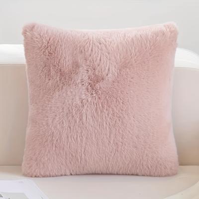 TEMU Luxury Rabbit Fur Throw Pillow Cover - , Warm Plush For Sofa, Bedroom, Car - Home Decor With Zipper Closure