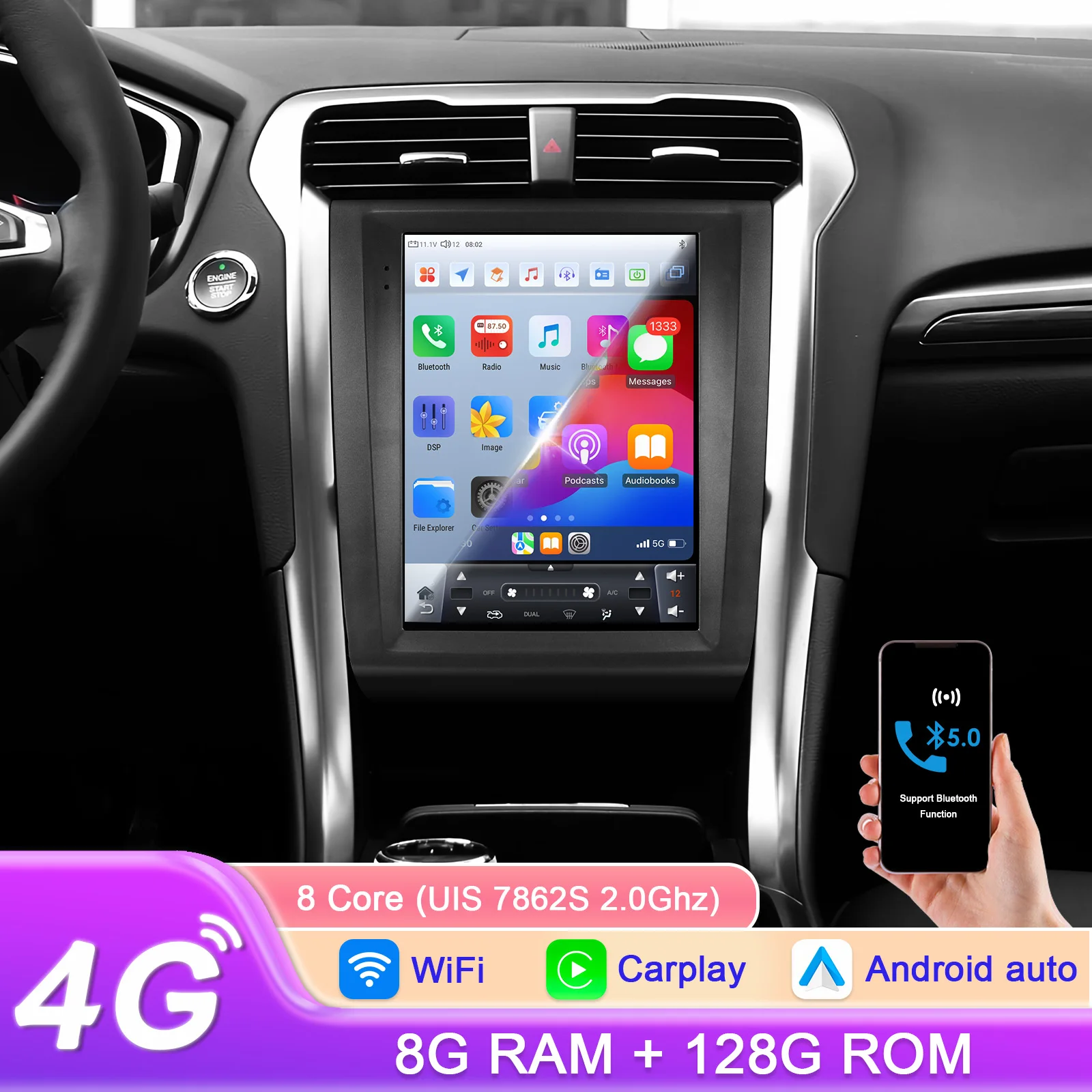 Hizpo 9.7 Auto Intelligente Systeme Android Auto Radio für Ford Fusion/Mondeo MK5 Multimedia Autoradio Carplay 4G Audio Image