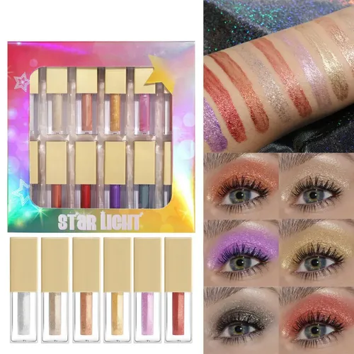 Monochrome Glitter flüssige Lidschatten Stick Gold lila Pailletten aufhellen Seidenraupe Make-up Highlight wasserdichte glänzende Augen kosmetik
