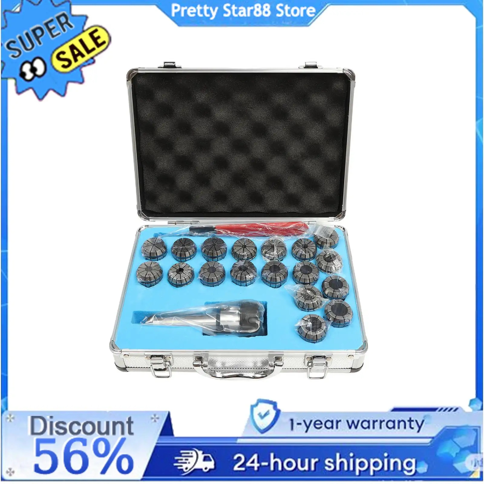 18-teiliges Spanner MT3 ER32 Fräsmaschinen-Spannzangen-Set mit Box aus Aluminiumlegierung und Federstahl zum Spannen von Bohrern/Fräsern Image
