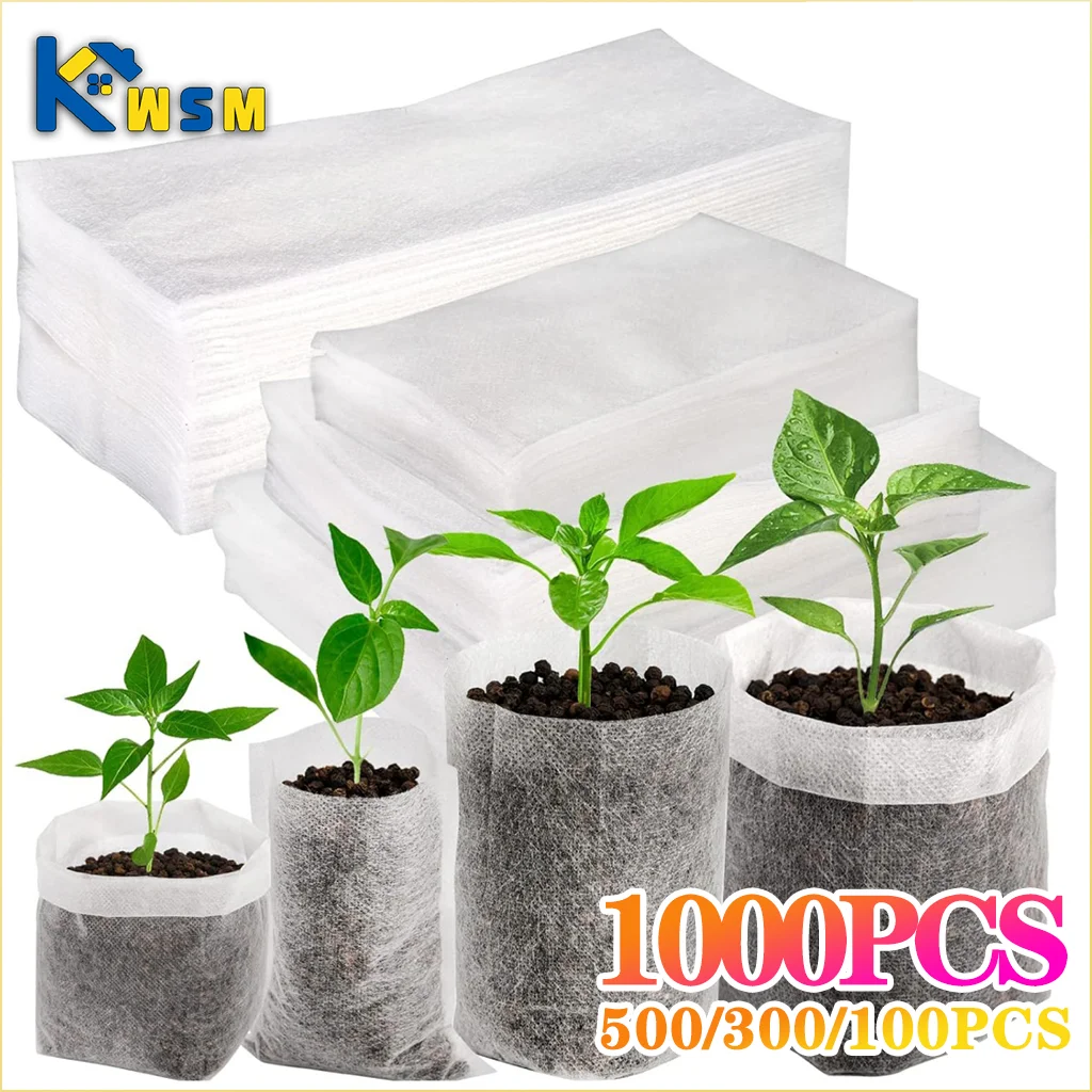 100–1000 Stück Stoff-Pflanzensetzlingsbeutel für Gemüse, Blumen, Kräuter und Pflanzenwachstum, umweltfreundliche Kindergartentöpfe, Gartentaschen Image