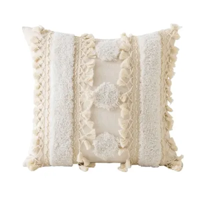 Dekorative Boho-Kissenbezüge mit Quaste für Couch, Bett, Sofa, Morocos, lumbaler getufteter Image