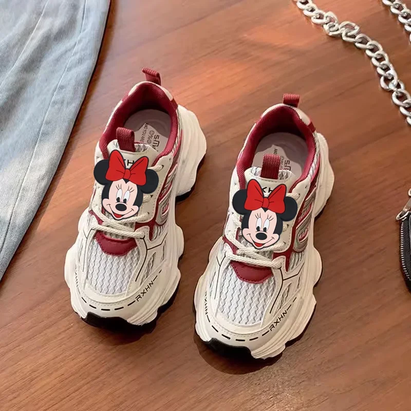 Disney Mickey Maus Neue Plattform Erhöhte Casual Schuhe minnie Frauen Sommer sport schuhe Mesh cartoon nette Atmungsaktive Turnschuhe