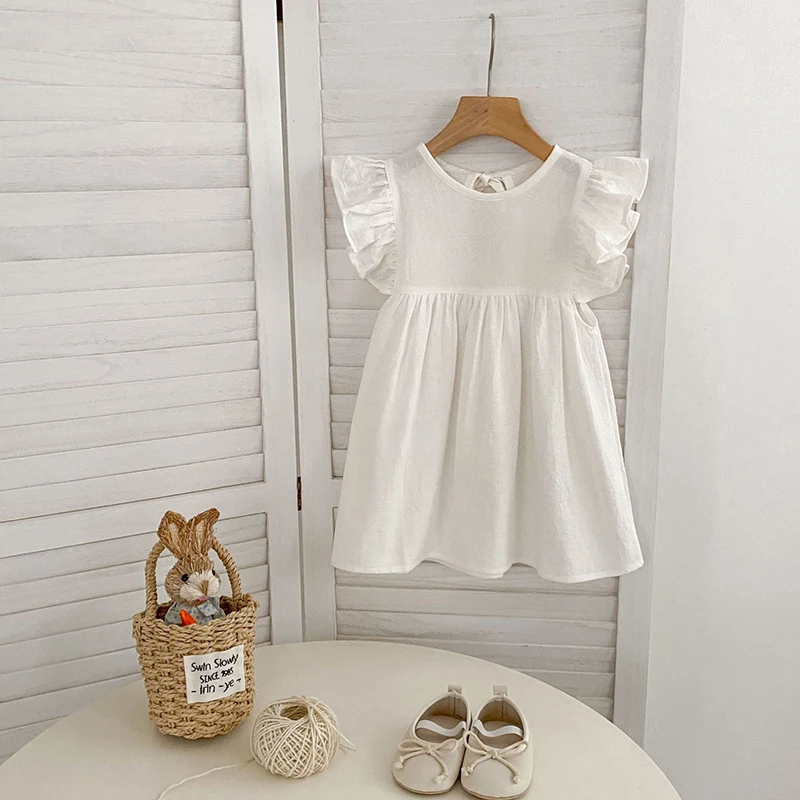 Baby Mädchen Fliegen Sleeve Sommer Kinder Kleidung Kleid Grid Kleid Neue Kinder Baby Mädchen Süße Nette Prinzessin Kinder Kleidung Kleid Image