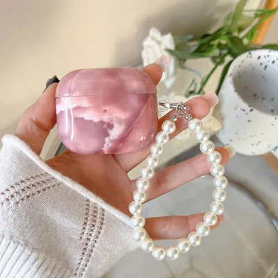 Minimalist ische Perlen imitat kette Marmor Kopfhörer hülle geeignet für Airpods 1/2,3,Pro und Pro2 Image