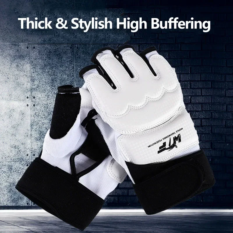 Hochwertige Kickbox-Handschuhe, MMA-Handschuhe, Muay Thai, Training, Boxer, Kampfausrüstung, Halbhandschuhe, PU-Leder, schwarze Boxausrüstung Image