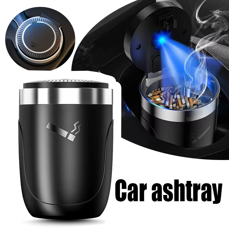 Auto Aschenbecher Mit LED-Licht Universal Legierung Aschenbecher Aluminium Tasse Rauchfreien Auto Aschenbecher Flammschutzmittel Zigarette Halter Box