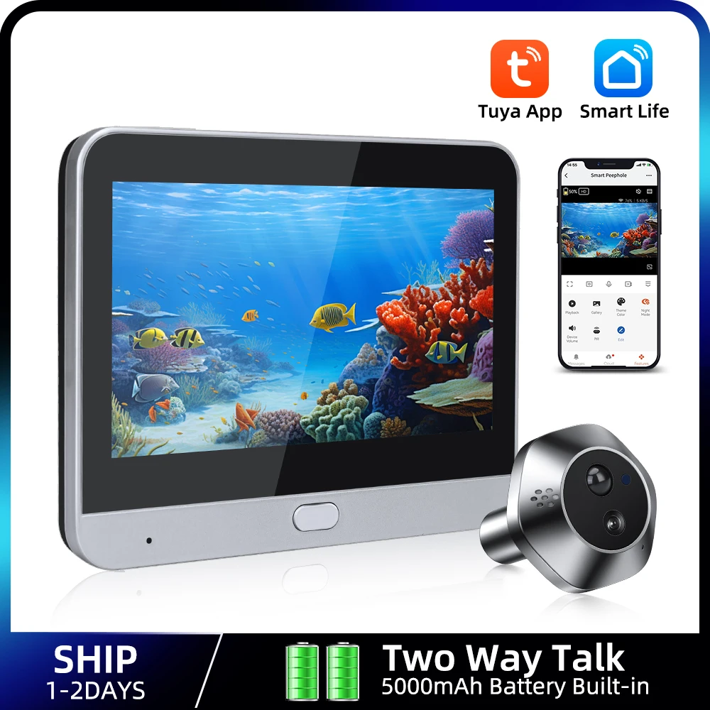 1080P WiFi Guckloch Tuya Smart Guckloch Video Kamera Zwei Weg Sprechen Home Security Nachtsicht Video Tür Kamera Image