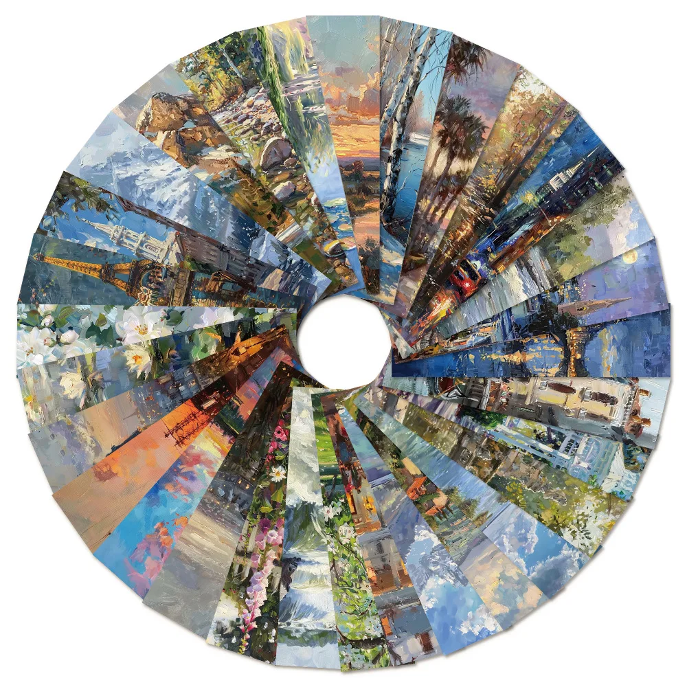 30 Stück Landschaften Lesezeichen Öl Relief Gemälde Kunsthandbücher Dekorative hohe ästhetische Wert Student Lesen Aufzeichnungen Buchordner Image