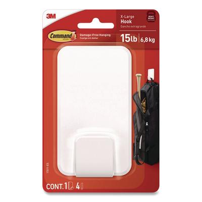 Command X-Large Utility Hooks, Plastic, White, 15 lb Capacity, 1 Hook and 4 Strips (MMM17011ES) Each Command™ Clothes Hangers