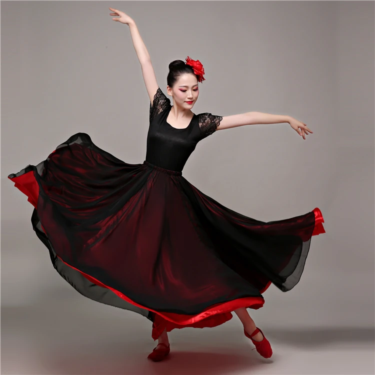 Jupes de danse flamenco pour femmes adultes, latine, tauromachie, espagnole, pratique de la danse, vêtements de performance, danse d'ouverture de scène