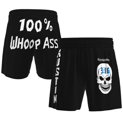 Schwarze „Stone Cold“ Steve Austin Whoop Ass Mesh-Shorts für Herren von Contenders Clothing Image