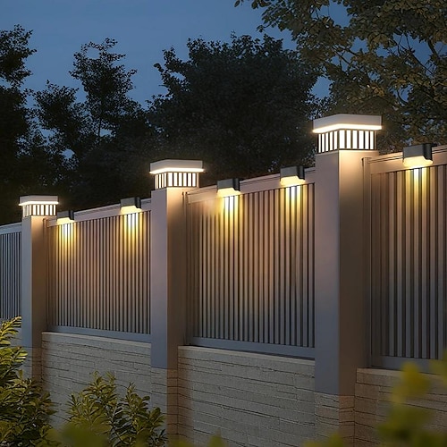 LED Außenwandleuchte Solarlampen 5 stücke solar terrasse licht für außen balkon hof schritte garten pfad zaun beleuchtung hochzeit festival party camping licht warm weiß bunte licht Image