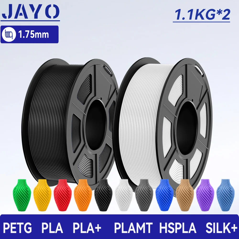 JAYO 2 Rolls 3D PETG/PLA/PLA PLUS/HS PLA/PLA Meta/PLA Matte/SILK 3D Printer Filament 1.75mm 3D Printing Materials for 3D Printer