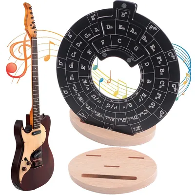 Circle of Fifths Wheel with Stand Holder Chord Wheel Aluminium Alloy Metal Melody Tool for Musicians